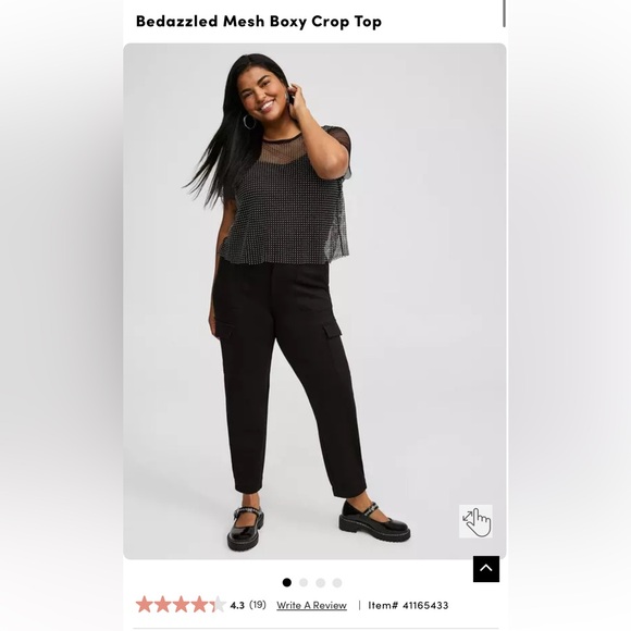 Black Mesh Rhinestone Top - Picture 3 of 5